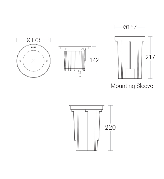 In-Ground Luminaire - dimensional drawing