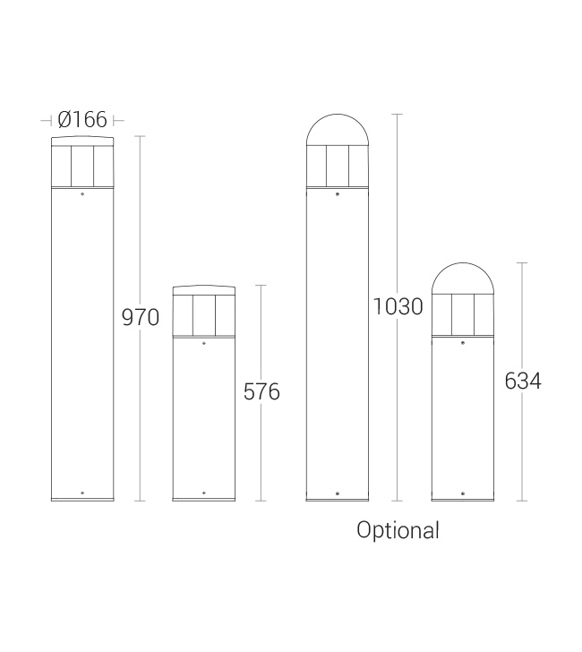 Vajra Bollard - dimensional drawing