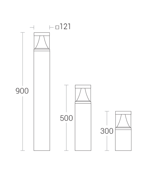 Nimbus Bollard - dimensional drawing